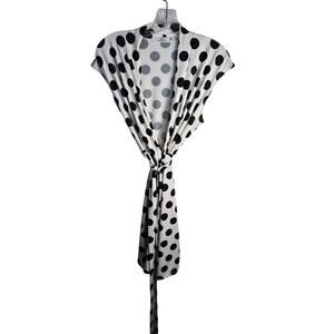 Miss Molly White Polka Dot Coverup Wrap‎ Dress Size Medium